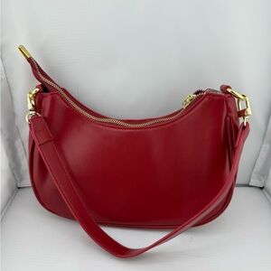 Red Leather Shoulder Bag NEW